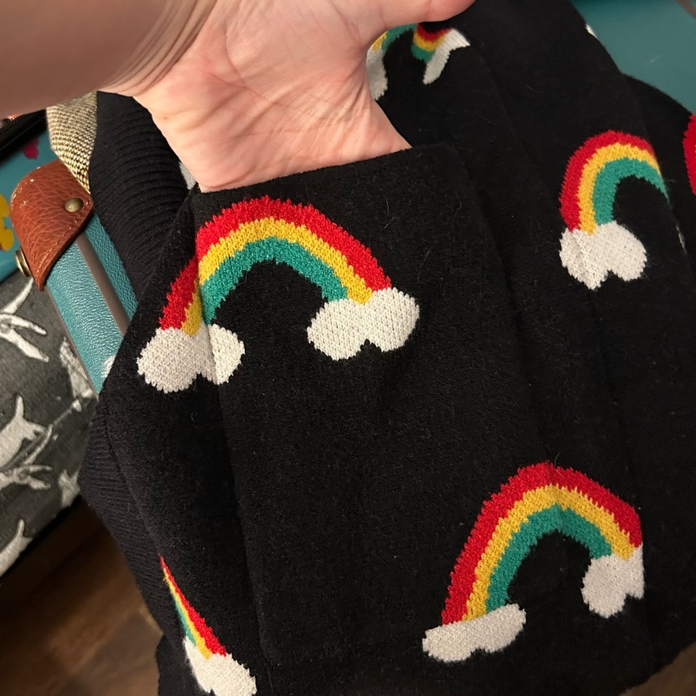 Black Cardigan With Rainbow Pattern - image 3